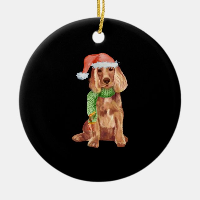 Décoration En Céramique Illustration de noël de Cocker spaniel (Devant)