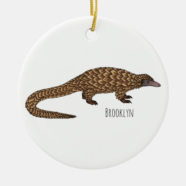 Décoration En Céramique Illustration de pangolin à queue longue (Devant)