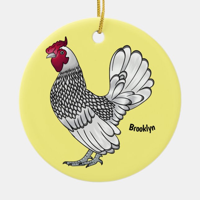 Décoration En Céramique Illustration de poulet Sebright (Devant)