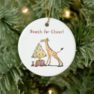 Décoration En Céramique Illustration de sapin de Noël girafe dessiné à la 