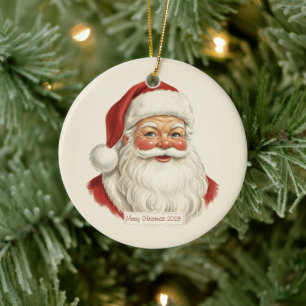Décoration En Céramique Illustration de visage de Père Noël vintage pour d