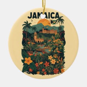 Décoration En Céramique Illustration de voyage à la Jamaïque de style vint