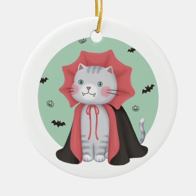 Décoration En Céramique Illustration d'Halloween : Vampire Cat (Devant)