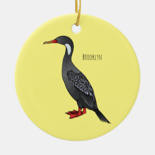 Décoration En Céramique Illustration d'oiseau cormoran à pattes rouges