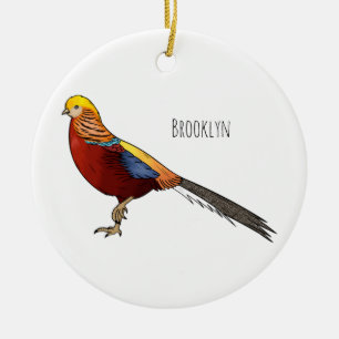 Décoration En Céramique Illustration d'oiseau de faisan doré