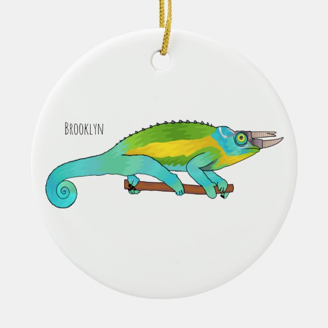 Décoration En Céramique Illustration du caméléon de Jackson (Devant)