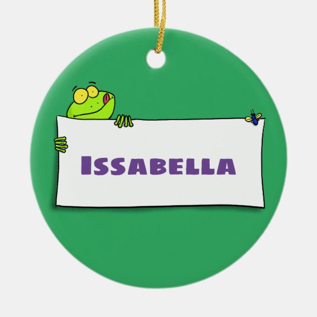 Décoration En Céramique Illustration du panneau de grenouille verte mignon (Devant)