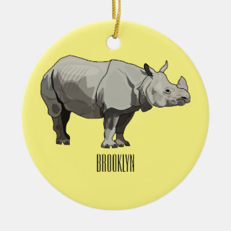 Décoration En Céramique Illustration du rhinocéros de Javan