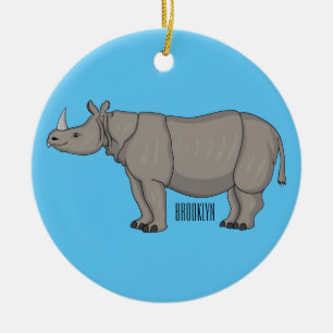 Décoration En Céramique Illustration du rhinocéros de Javan