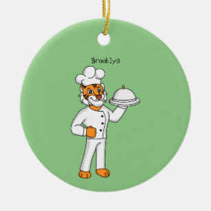 Décoration En Céramique Illustration d'un chef tigre drôle et mignon