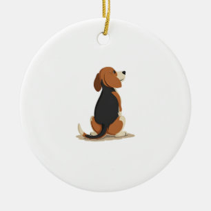 Décoration En Céramique Illustration d'un chien Beagle vintage vu de dos A