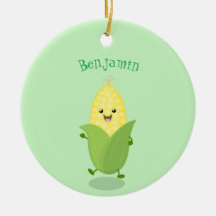 Décoration En Céramique Illustration d'une caricature de maïs joyeux