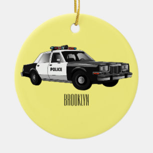 Décoration En Céramique Illustration d'une voiture de police