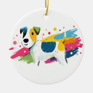 Décoration En Céramique Illustration éclaboussée d'art pop de chien coloré