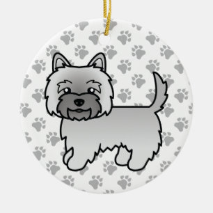 Décoration En Céramique Illustration mignonne de Terrier Cairn & empreinte