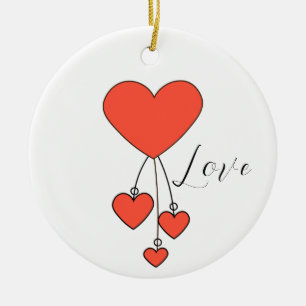 Décoration En Céramique Illustration simple avec coeur écarlate Amour