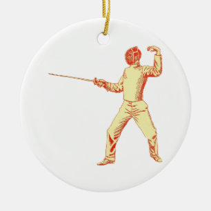 Décoration En Céramique Illustration vintage d'escrimeur