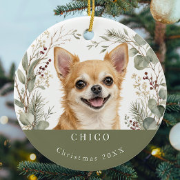 Décoration En Céramique Image de chien Chihuahua à l'aquarelle Noël
