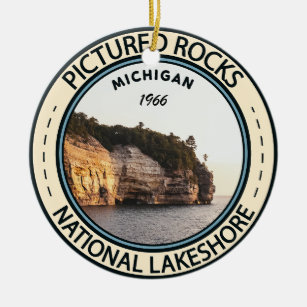 Décoration En Céramique Image de Rocks National Lakeshore Michigan Badge