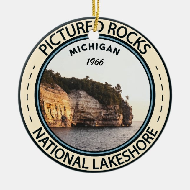 Décoration En Céramique Image de Rocks National Lakeshore Michigan Badge (Devant)