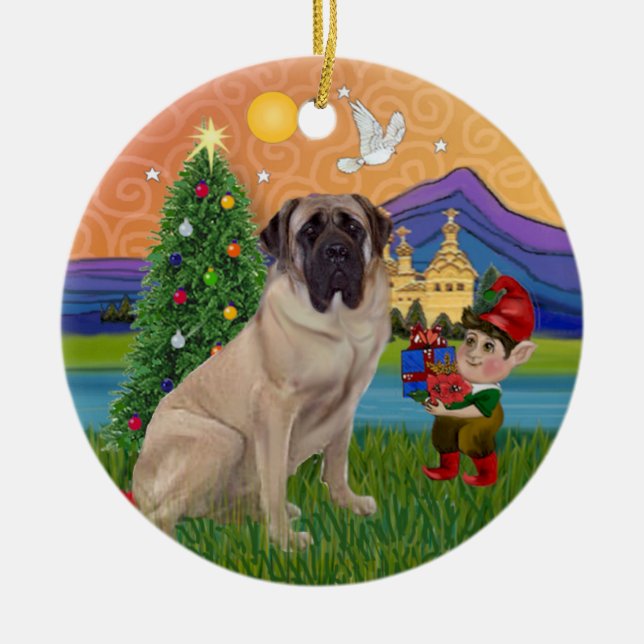 Décoration En Céramique Imaginaire de Noël - Bull Mastiff (Devant)