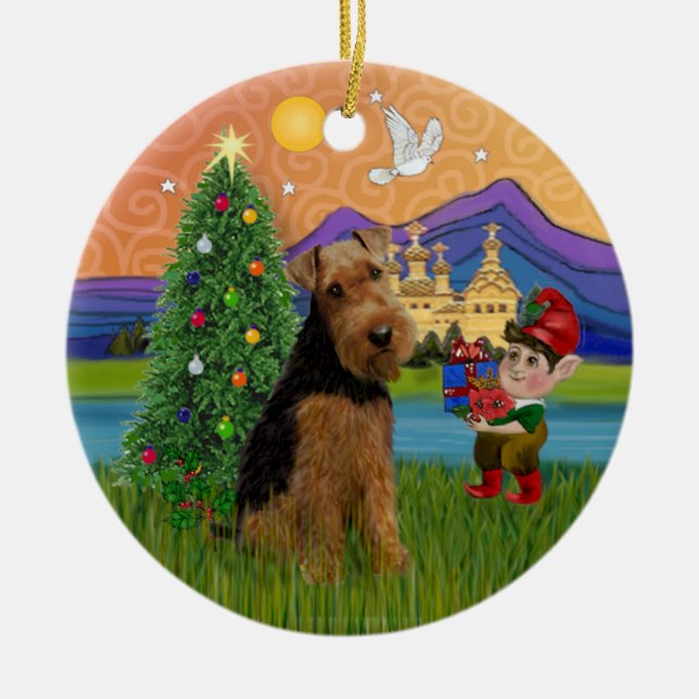 Décoration En Céramique Imaginaire de Noël - Welsh Terrier (Devant)