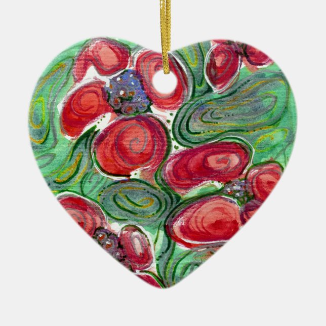 Décoration En Céramique Imaginaire Fleurs rouges (Devant)