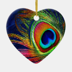 Décoration En Céramique Impression de plume de paon colorée