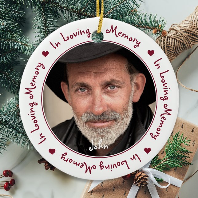 Décoration En Céramique In Love Mémoire Rouge Keepsaké de Noël Photo (Créateur téléchargé)