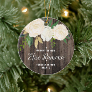 Décoration En Céramique In Memory Of Mom Personalized Country Wood Grain