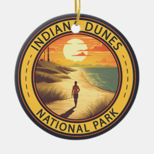 Décoration En Céramique Indiana Dunes National Park Travel Art Vintage