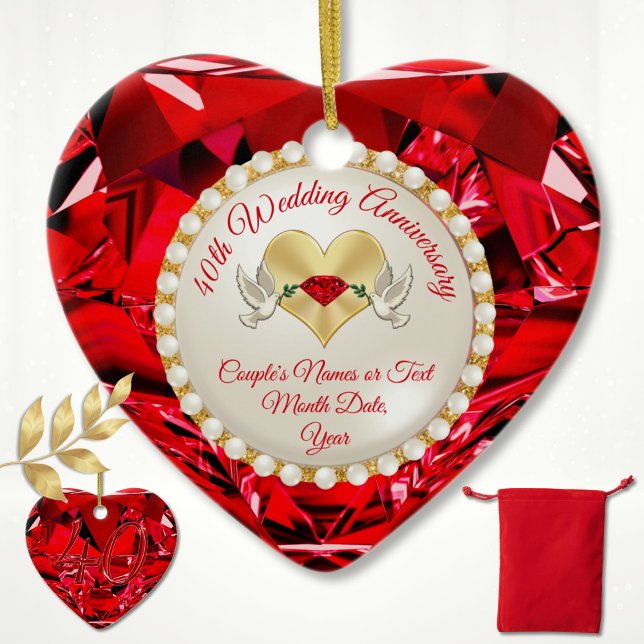 Décoration En Céramique Inexpensive, 40th Wedding Anniversary Gift, Ruby (Inexpensive, 40 year anniversary gift for friends. Ruby, 40th anniversary ornament. 40th anniversary)