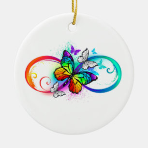 Décoration En Céramique Infini lumineux avec papillon arc-en-ciel