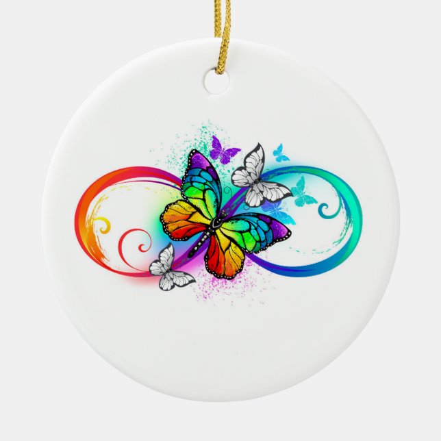Décoration En Céramique Infini lumineux avec papillon arc-en-ciel (Devant)