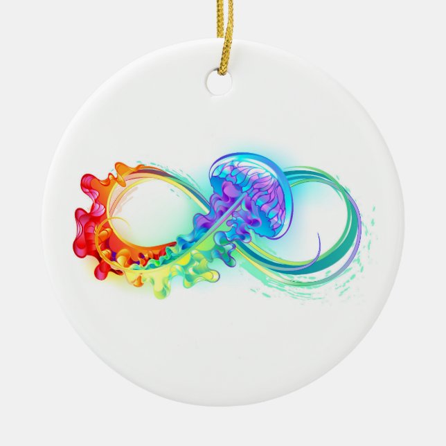 Décoration En Céramique Infinity avec Rainbow Jellyfish (Devant)