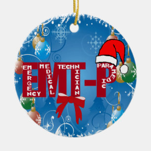 DÉCORATION EN CÉRAMIQUE INFIRMIER DE SECOURS D'ORNEMENT DE NOËL EMT-P PÈ