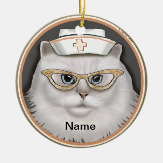 Décoration En Céramique infirmière au chat persan
