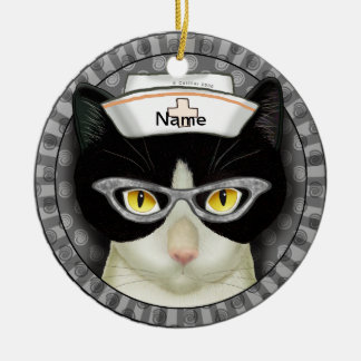 Décoration En Céramique Infirmière au chat smoking