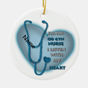 Décoration En Céramique Infirmière Blue Heart ObGyn