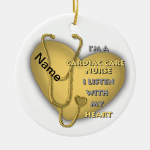 Décoration En Céramique Infirmière Cardiaque du Coeur Jaune