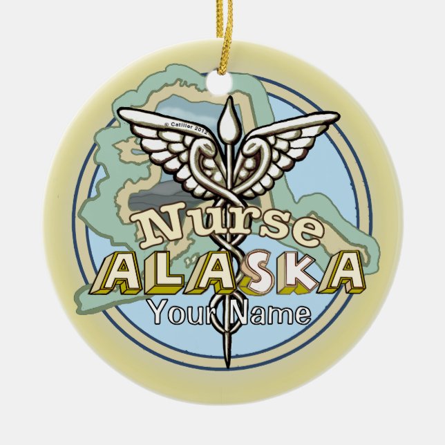 Décoration En Céramique Infirmière d'Alaska Caducée (Devant)