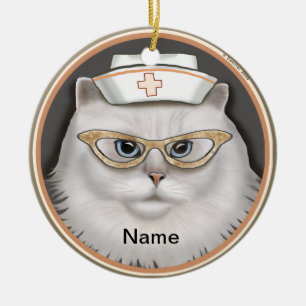 Décoration En Céramique infirmière de chat perse