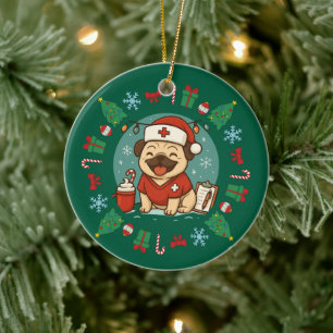 Décoration En Céramique Infirmière de chien personnalisée Noël mignon anim