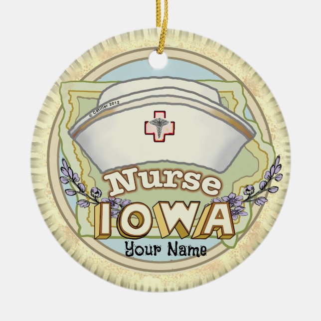 Décoration En Céramique Infirmière de l'Iowa (Devant)