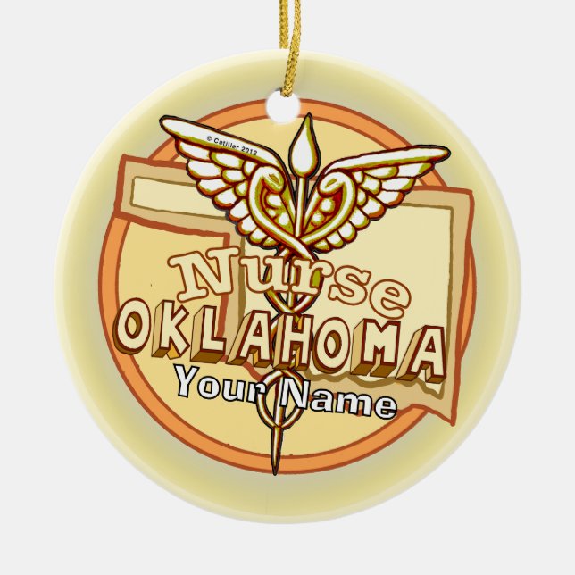 Décoration En Céramique Infirmière de l'Oklahoma Caducée  (Devant)