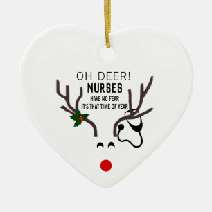 Décoration En Céramique Infirmière de Noël amusante Stethoscope Reinder