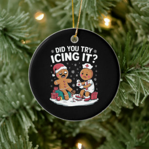 Décoration En Céramique Infirmière de Noël Avez-vous essayé de le glacer P