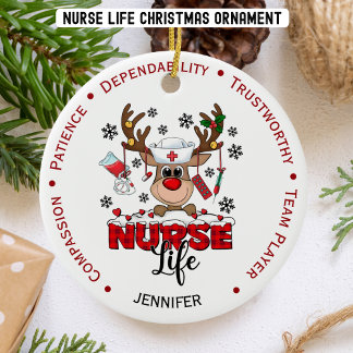 Décoration En Céramique Infirmière de Noël personnalisée
