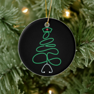 Décoration En Céramique Infirmière de Noël Stéthoscope Arbre Chapeau de Pè
