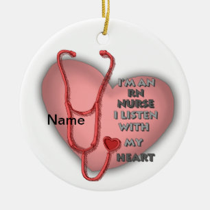 Décoration En Céramique Infirmière diplômée RN Cœur Rouge
